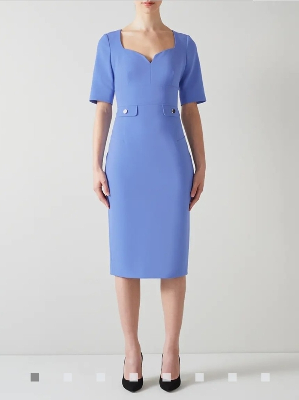 LK Bennett Cornflower Blue Midi Sheath Dress - Size 14